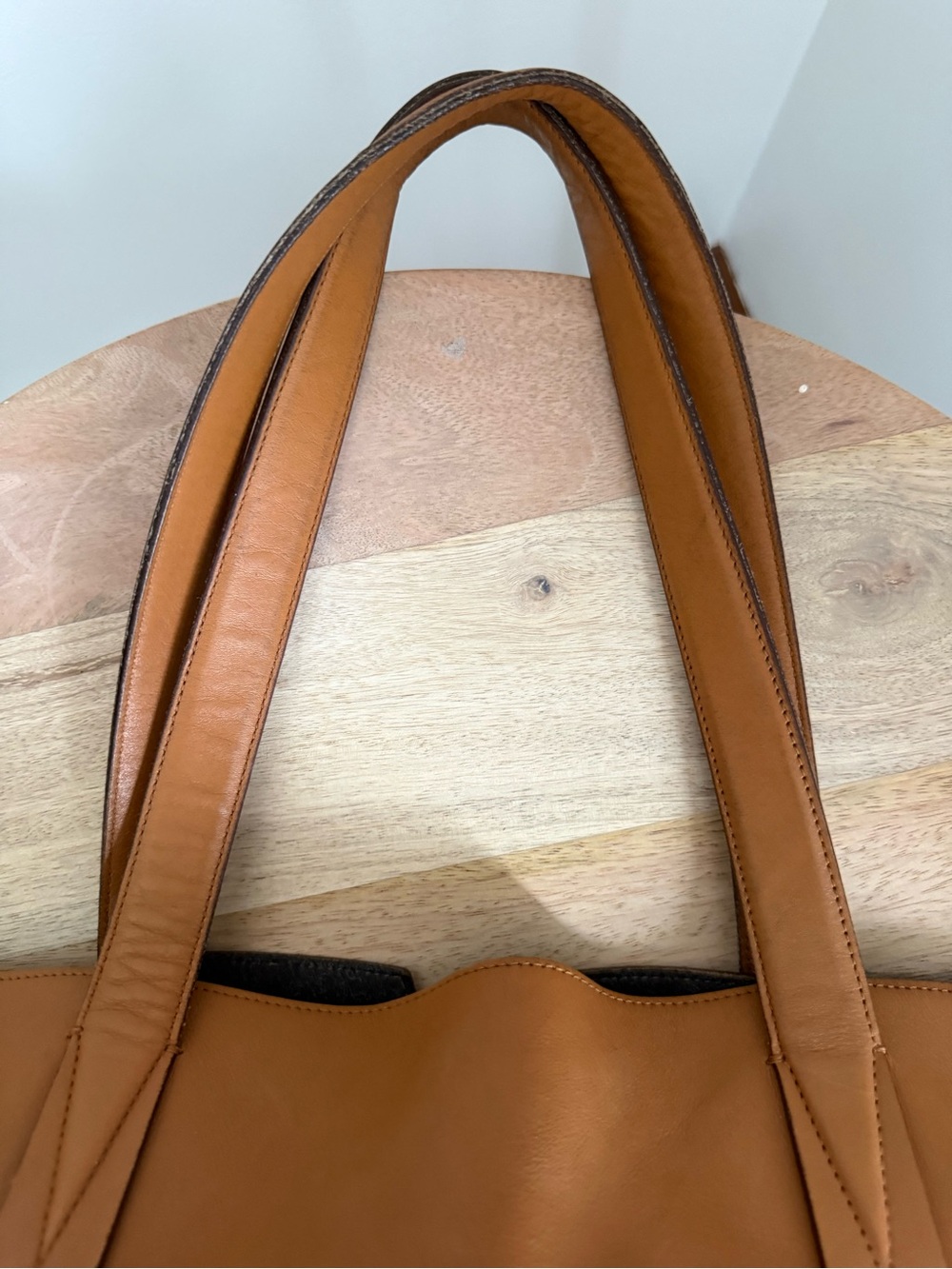 Vince Leather Tote - Snap Closure Smooth Carryall - Picture 7 of 14